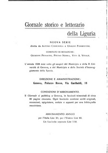 Giornale storico e letterario della Liguria