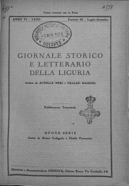 Giornale storico e letterario della Liguria