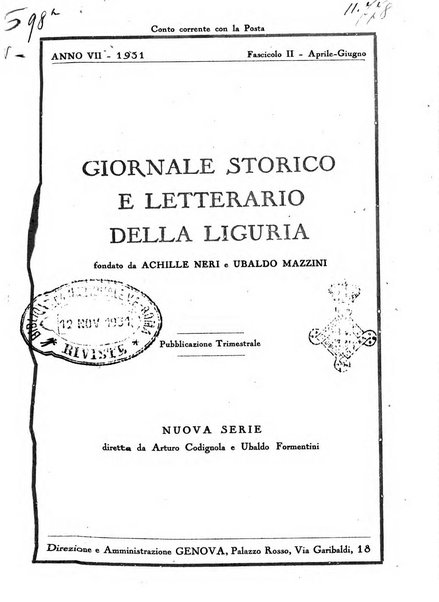 Giornale storico e letterario della Liguria