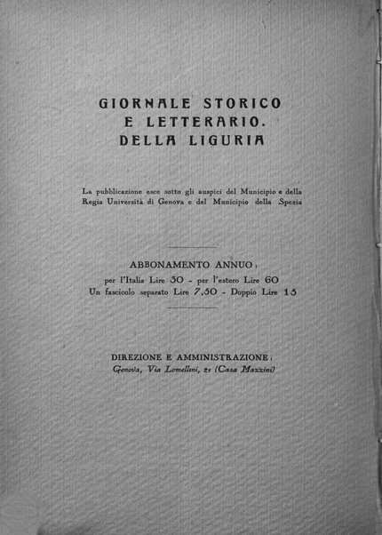 Giornale storico e letterario della Liguria