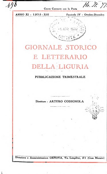 Giornale storico e letterario della Liguria