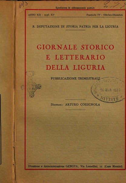 Giornale storico e letterario della Liguria