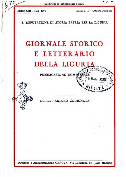 Giornale storico e letterario della Liguria