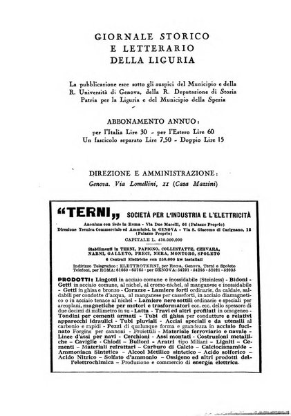 Giornale storico e letterario della Liguria