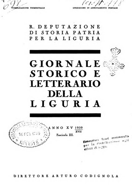 Giornale storico e letterario della Liguria