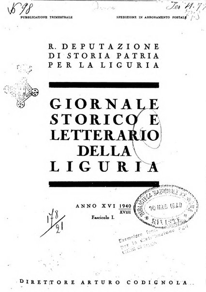 Giornale storico e letterario della Liguria