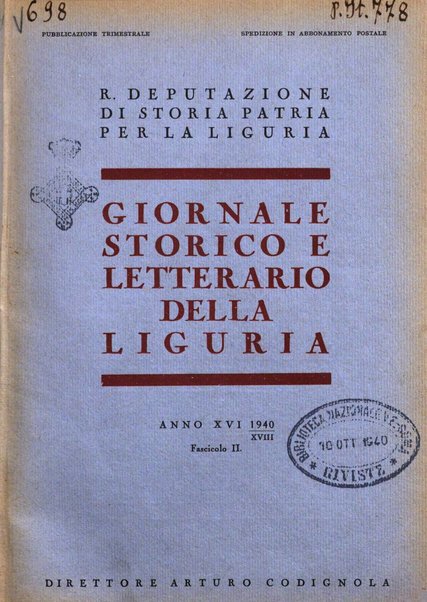 Giornale storico e letterario della Liguria