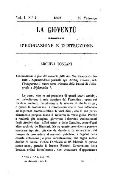 La gioventù ragguagli d'educazione e d'istruzione