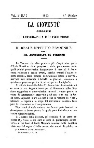 La gioventù ragguagli d'educazione e d'istruzione