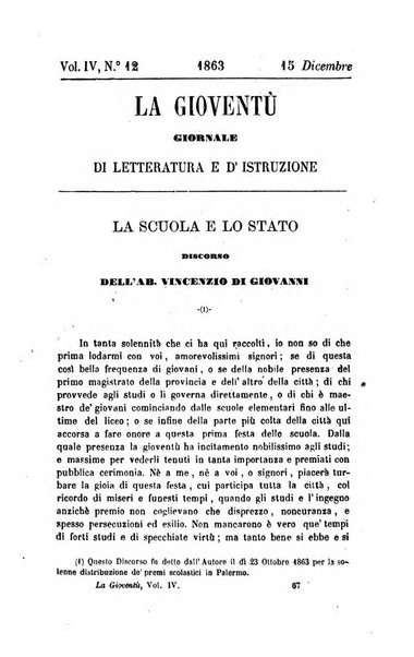 La gioventù ragguagli d'educazione e d'istruzione