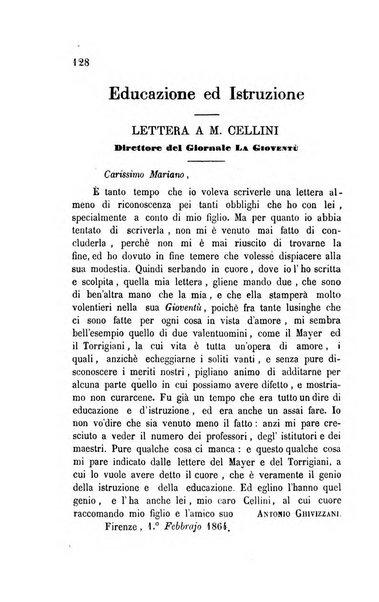 La gioventù ragguagli d'educazione e d'istruzione