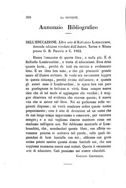 La gioventù ragguagli d'educazione e d'istruzione