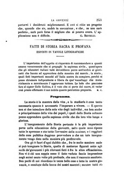 La gioventù ragguagli d'educazione e d'istruzione