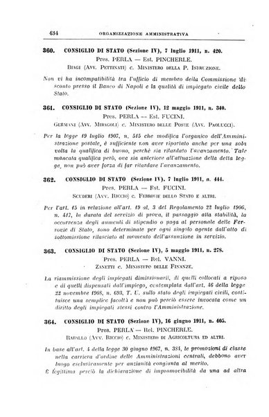 La giurisprudenza amministrativa esposta sistematicamente