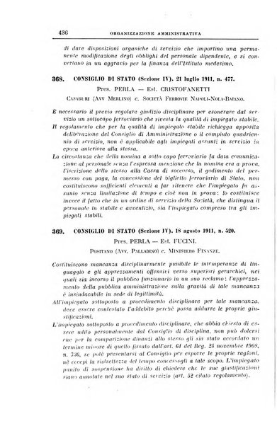 La giurisprudenza amministrativa esposta sistematicamente