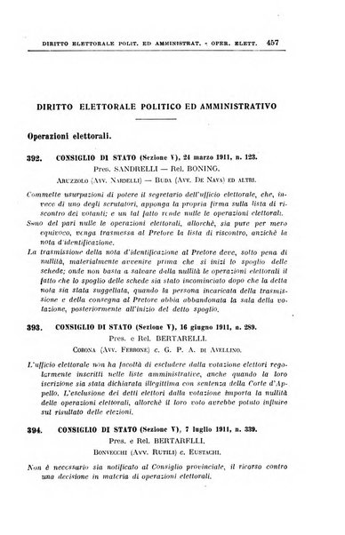 La giurisprudenza amministrativa esposta sistematicamente