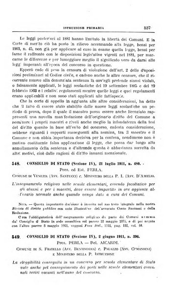 La giurisprudenza amministrativa esposta sistematicamente