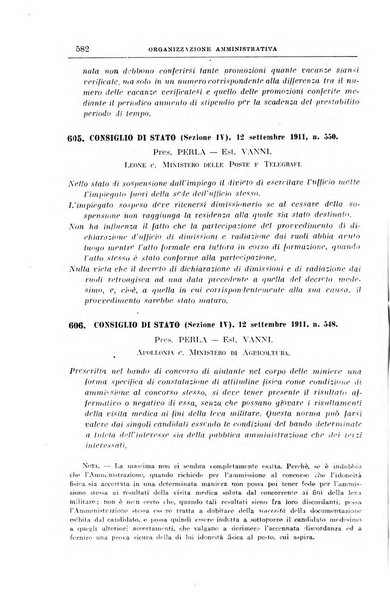 La giurisprudenza amministrativa esposta sistematicamente