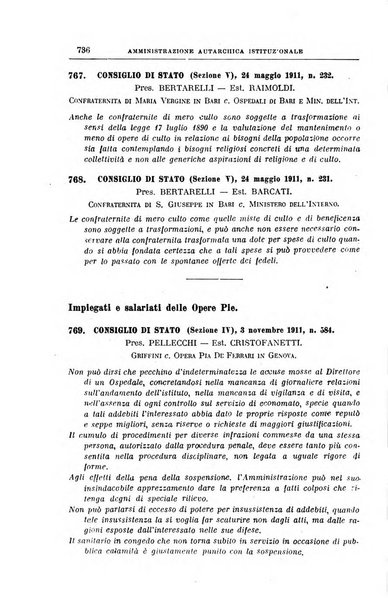 La giurisprudenza amministrativa esposta sistematicamente