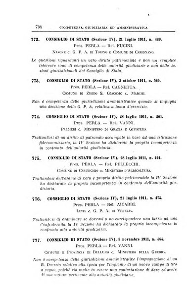 La giurisprudenza amministrativa esposta sistematicamente