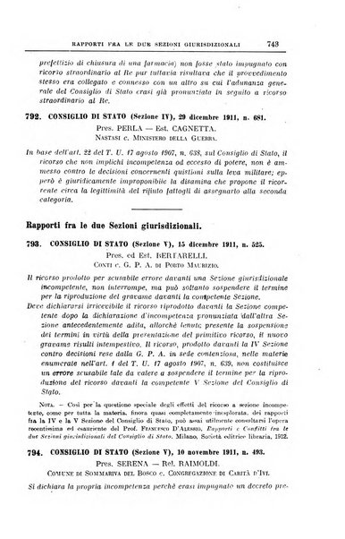 La giurisprudenza amministrativa esposta sistematicamente