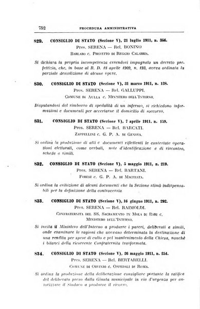 La giurisprudenza amministrativa esposta sistematicamente