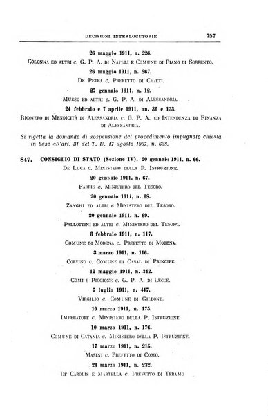 La giurisprudenza amministrativa esposta sistematicamente