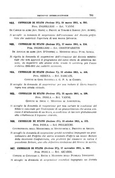 La giurisprudenza amministrativa esposta sistematicamente