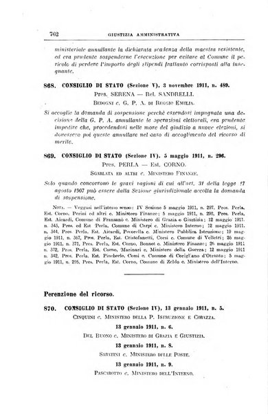 La giurisprudenza amministrativa esposta sistematicamente