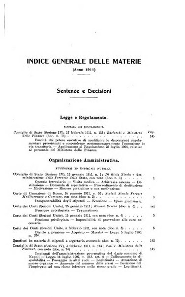 La giurisprudenza amministrativa esposta sistematicamente