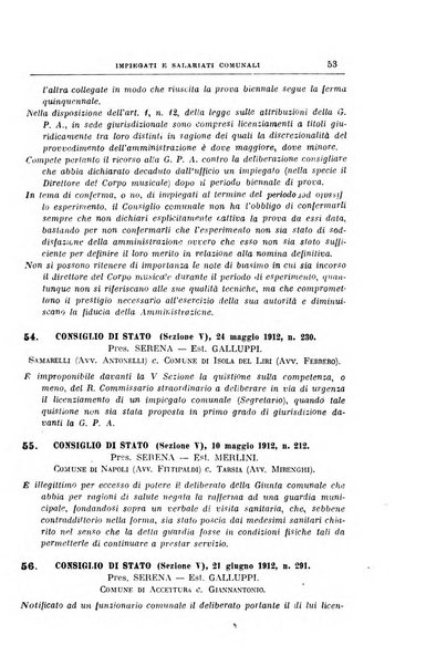 La giurisprudenza amministrativa esposta sistematicamente