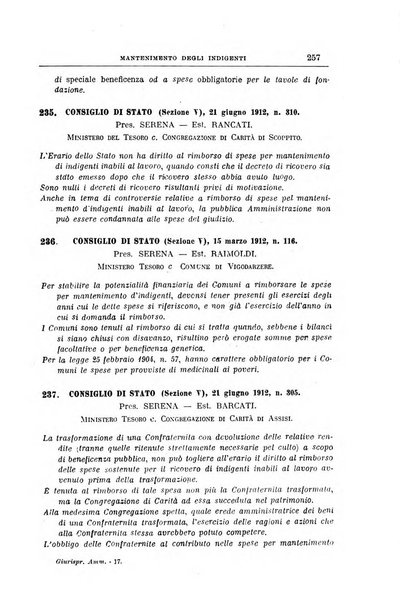 La giurisprudenza amministrativa esposta sistematicamente