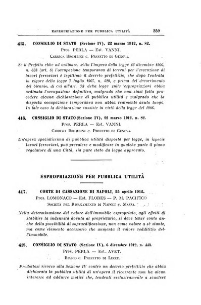 La giurisprudenza amministrativa esposta sistematicamente