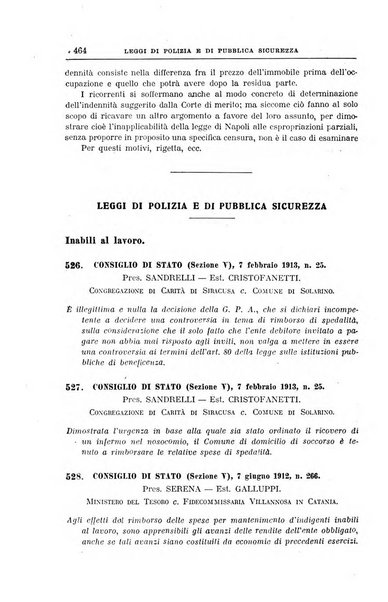 La giurisprudenza amministrativa esposta sistematicamente