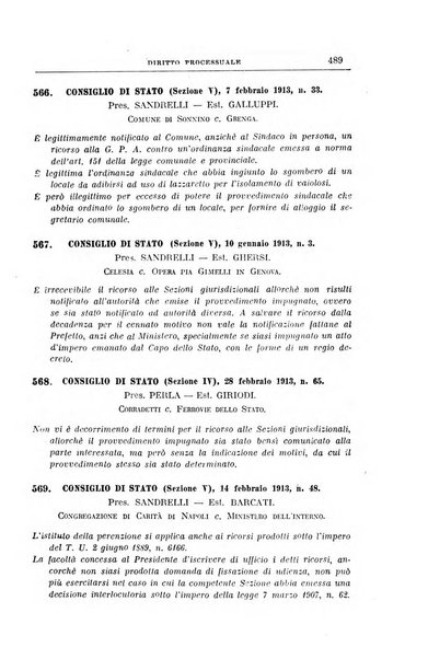 La giurisprudenza amministrativa esposta sistematicamente