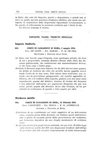 La giurisprudenza amministrativa esposta sistematicamente