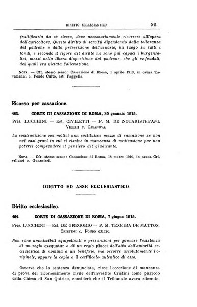 La giurisprudenza amministrativa esposta sistematicamente