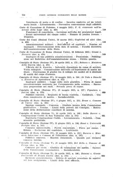 La giurisprudenza amministrativa esposta sistematicamente