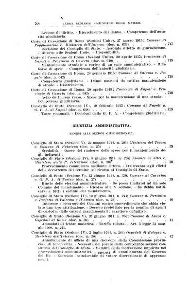 La giurisprudenza amministrativa esposta sistematicamente