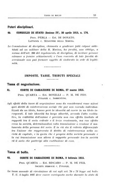 La giurisprudenza amministrativa esposta sistematicamente