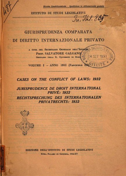 Giurisprudenza comparata di diritto internazionale privato