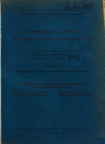 Giurisprudenza comparata di diritto internazionale privato