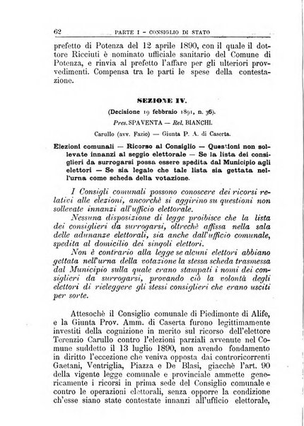 La giustizia amministrativa raccolta di decisioni e pareri del Consiglio di Stato, decisioni della Corte dei conti, sentenze della Cassazione di Roma, e decisioni delle Giunte provinciali amministrative