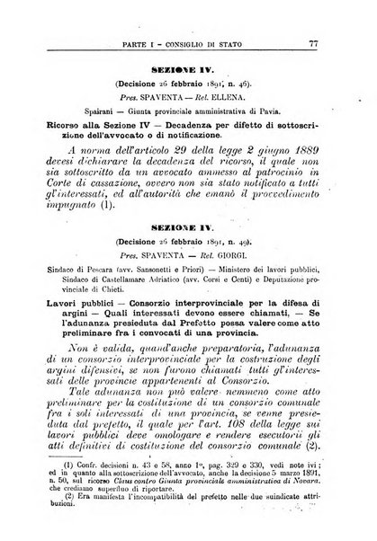 La giustizia amministrativa raccolta di decisioni e pareri del Consiglio di Stato, decisioni della Corte dei conti, sentenze della Cassazione di Roma, e decisioni delle Giunte provinciali amministrative