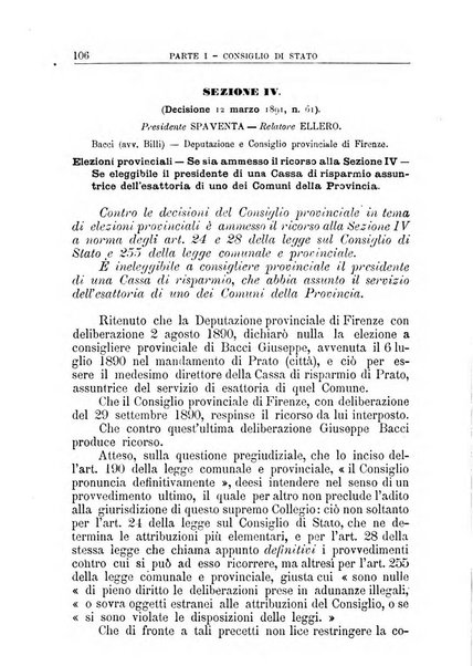 La giustizia amministrativa raccolta di decisioni e pareri del Consiglio di Stato, decisioni della Corte dei conti, sentenze della Cassazione di Roma, e decisioni delle Giunte provinciali amministrative