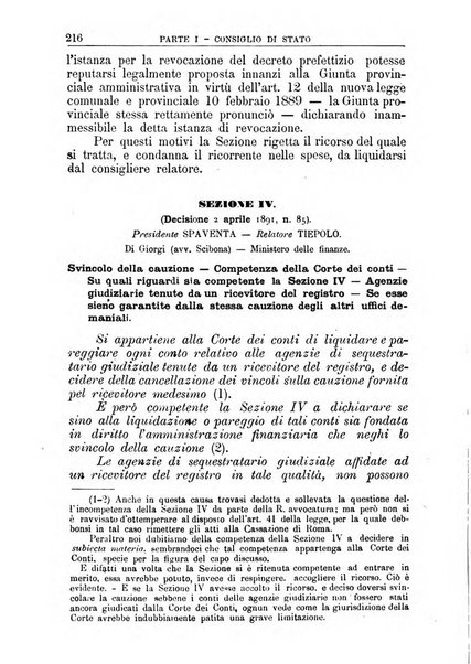 La giustizia amministrativa raccolta di decisioni e pareri del Consiglio di Stato, decisioni della Corte dei conti, sentenze della Cassazione di Roma, e decisioni delle Giunte provinciali amministrative