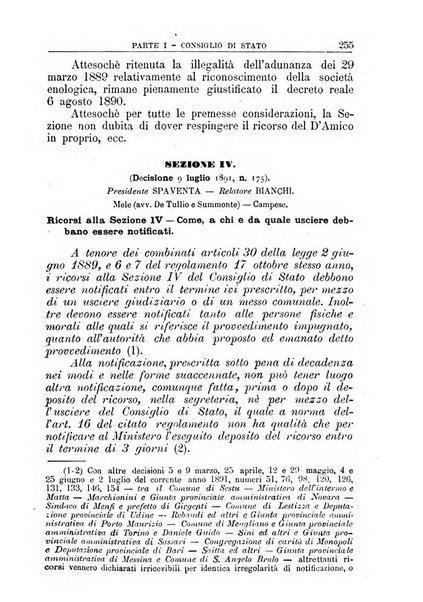 La giustizia amministrativa raccolta di decisioni e pareri del Consiglio di Stato, decisioni della Corte dei conti, sentenze della Cassazione di Roma, e decisioni delle Giunte provinciali amministrative