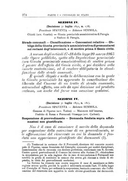 La giustizia amministrativa raccolta di decisioni e pareri del Consiglio di Stato, decisioni della Corte dei conti, sentenze della Cassazione di Roma, e decisioni delle Giunte provinciali amministrative