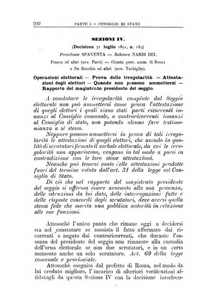 La giustizia amministrativa raccolta di decisioni e pareri del Consiglio di Stato, decisioni della Corte dei conti, sentenze della Cassazione di Roma, e decisioni delle Giunte provinciali amministrative