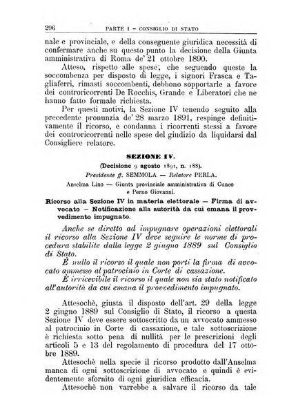 La giustizia amministrativa raccolta di decisioni e pareri del Consiglio di Stato, decisioni della Corte dei conti, sentenze della Cassazione di Roma, e decisioni delle Giunte provinciali amministrative